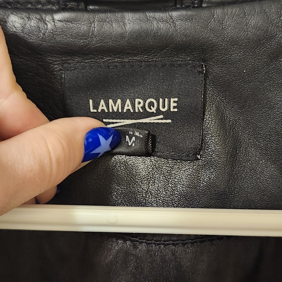 LAMARQUE Dark Leather Biker Jacket - Picture 2 of 6